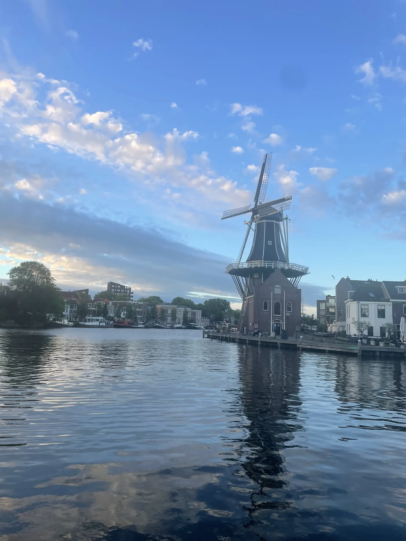 The De Adriaan windmill on the river in Haarlem