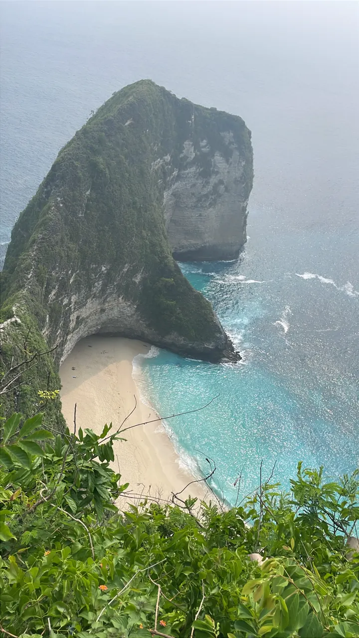 Kelingking's T-rex shaped headland over turquoise water on Nusa Penida