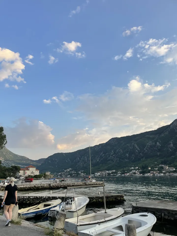 Boats in the Kotor marina in the evening