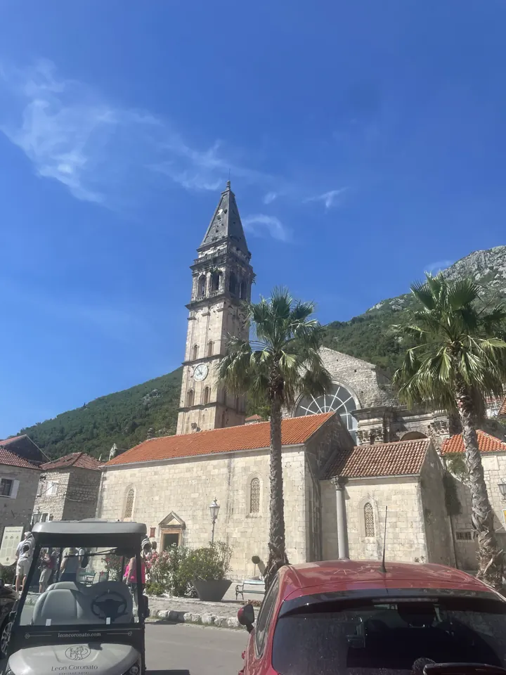 The bell tower of the church in Perast
