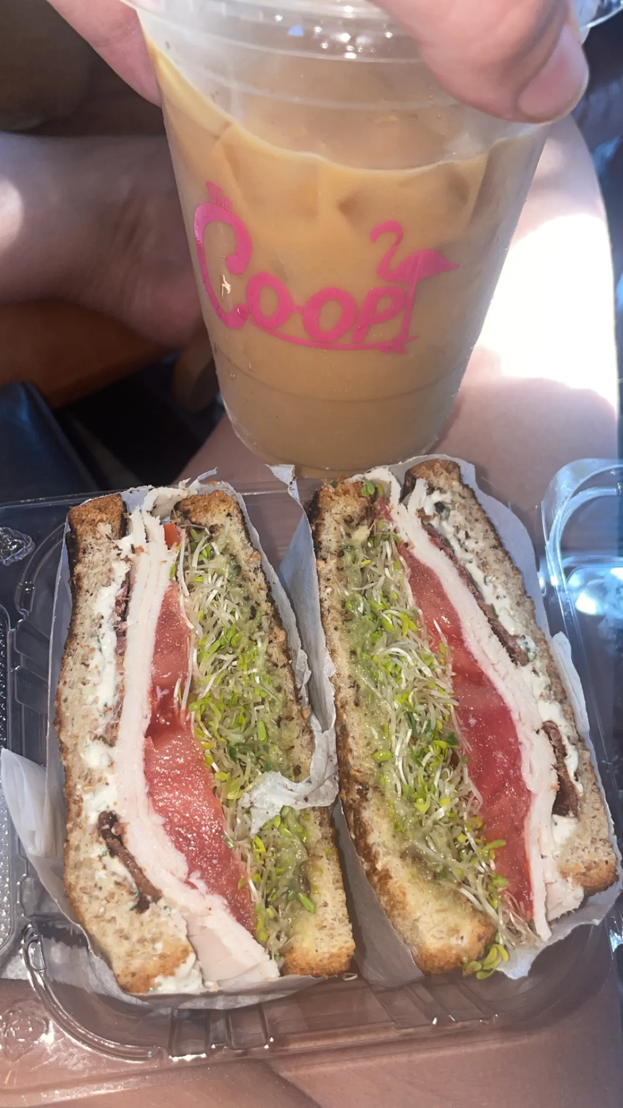 A sandwich and iced coffee on Sullivan's Island