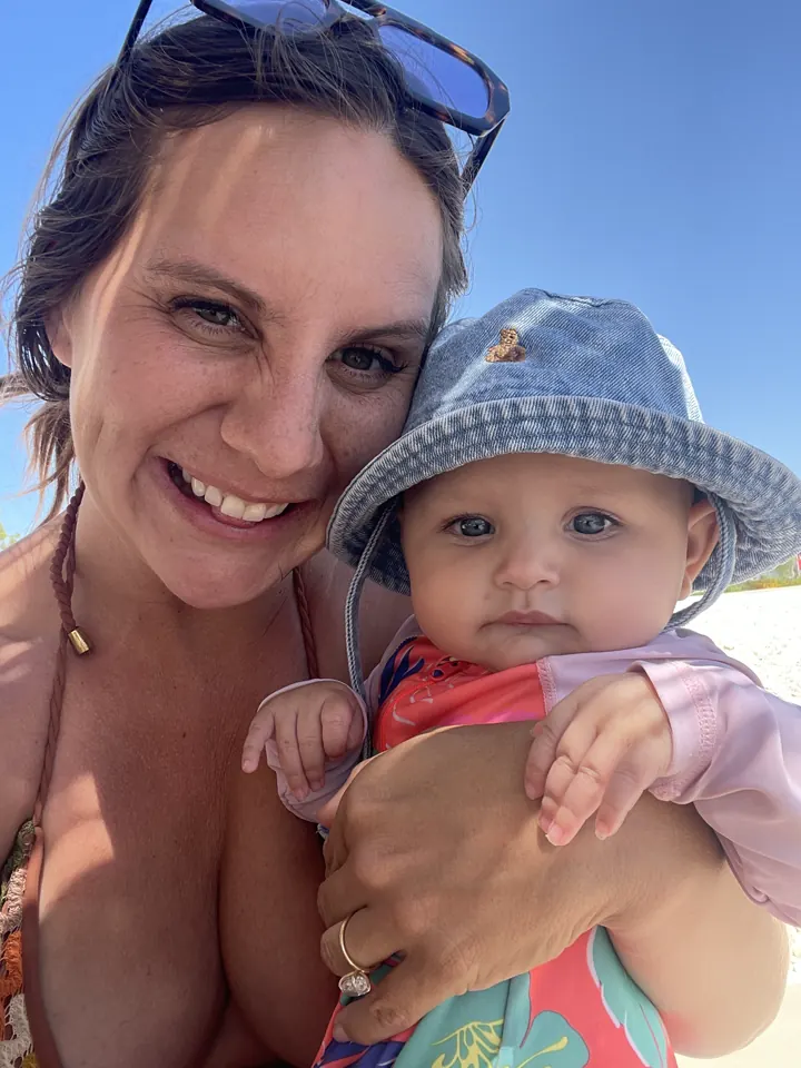 Angela and Andi in a bucket hat in Split