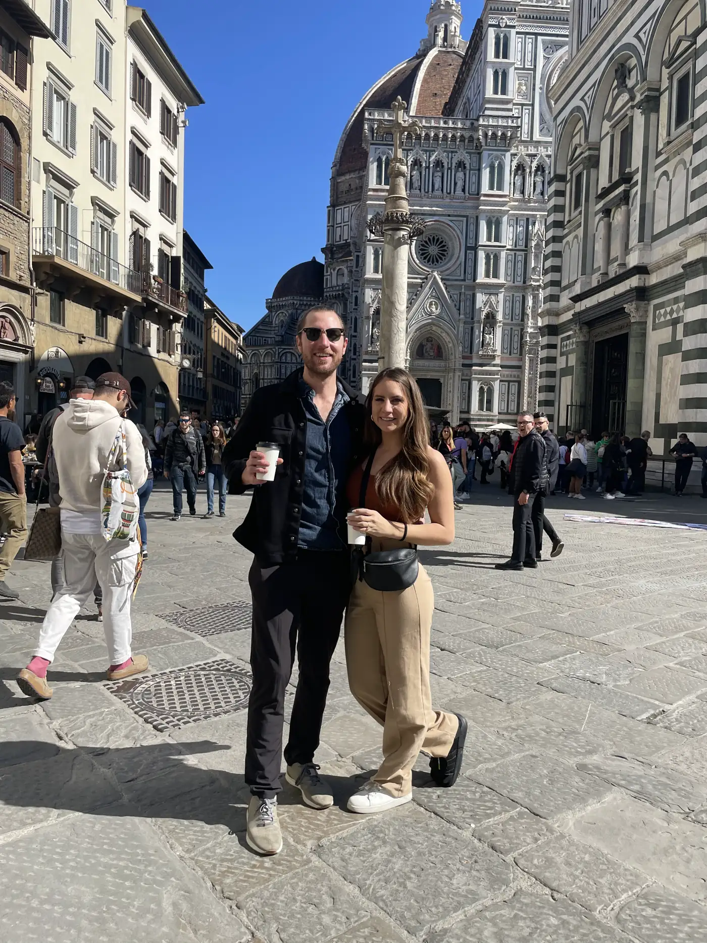 Colin and Angela standing in the piazza in front of Florence Cathedral