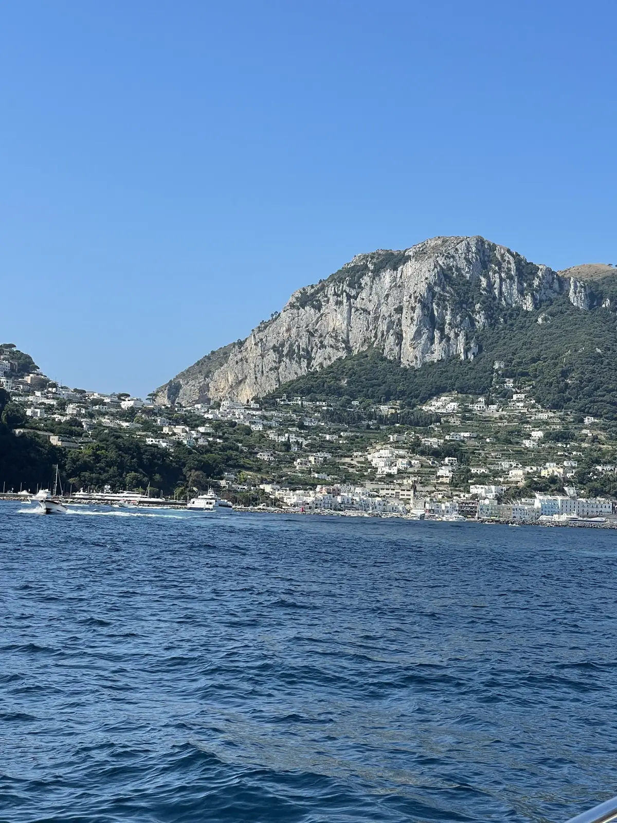 Capri's dramatic limestone cliffs rising from a deep blue sea