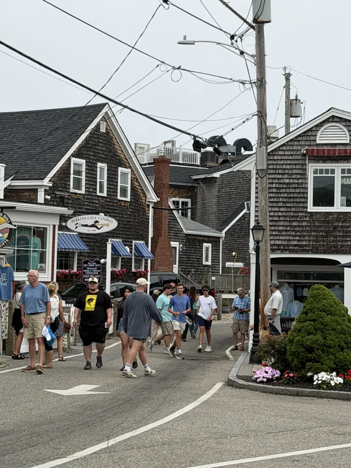 The busy main street of Ogunquit village in summer